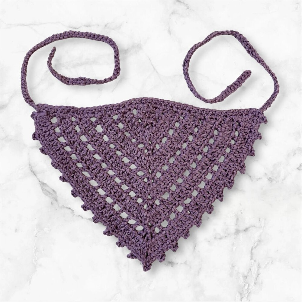 Hair Bandana Crochet Picot Light Purple for Teens or Adults Brand New Handmade